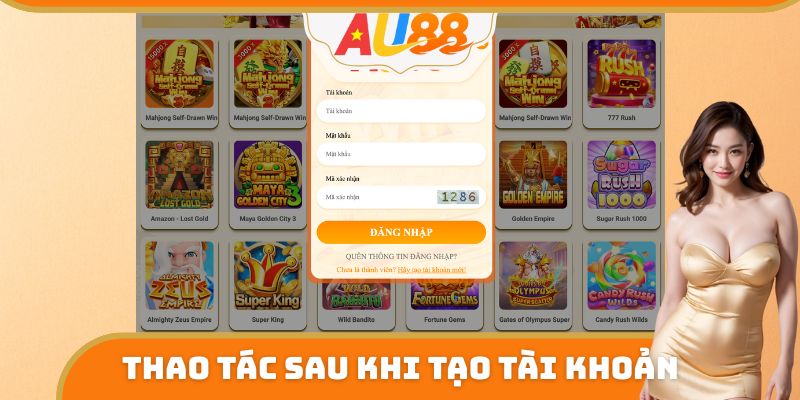 Thao tác sau khi tạo tài khoản